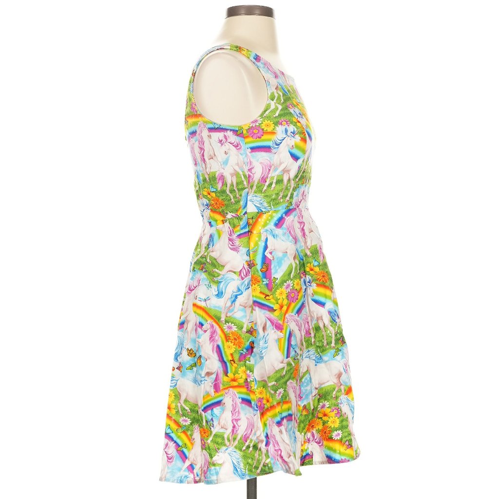 Unicorn Rainbow Print Has Pockets Whimsical Coquette Girly Colorful Euc Rare — image 4 of 4